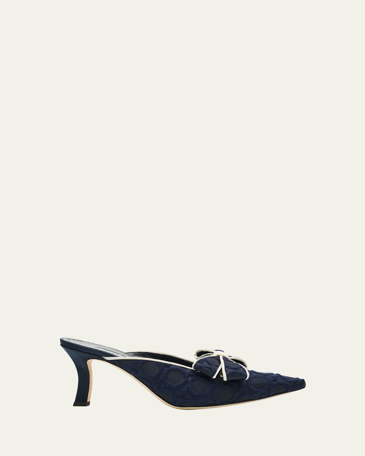 Manolo Blahnik Circolu Embroidered Bow Mules In Blue