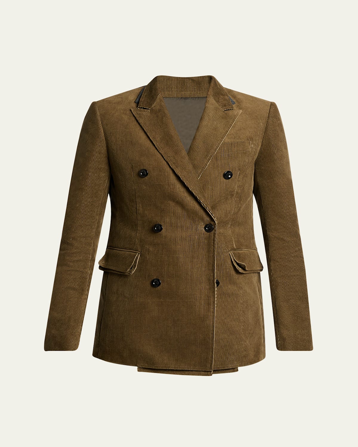 Sacai Men's Corduroy Double-breasted Jacket In Brown