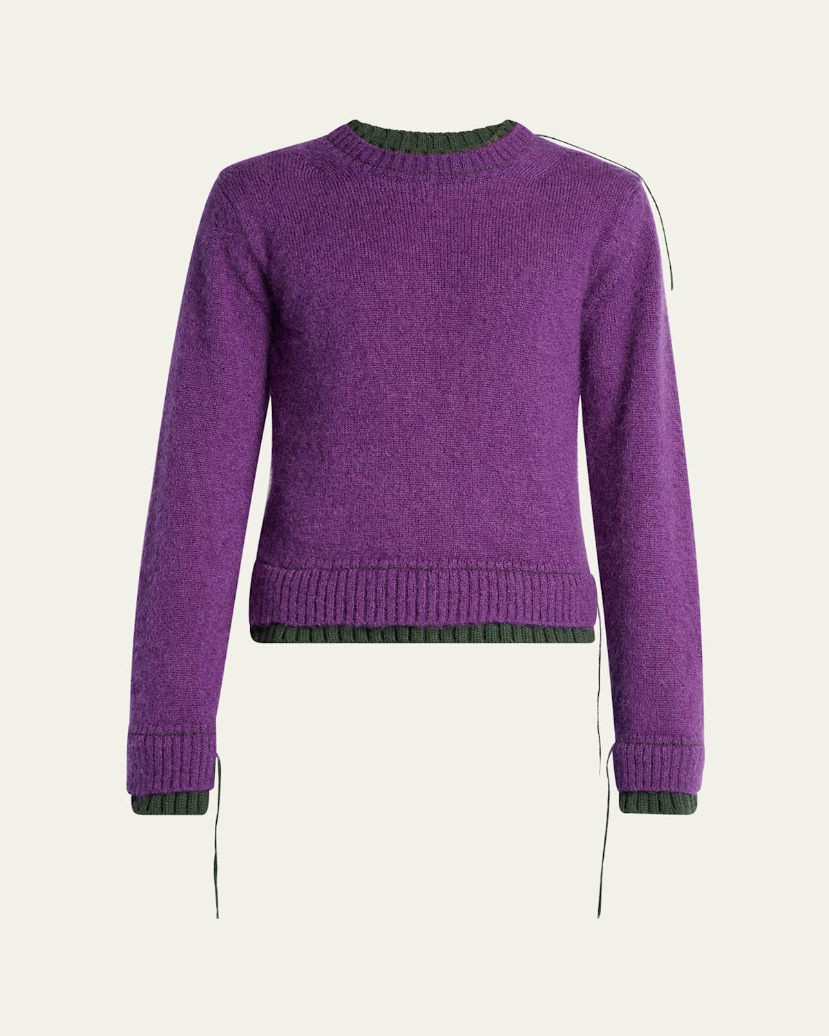 Sacai Men's Mohair Knit Layered Crewneck Sweater In Purple