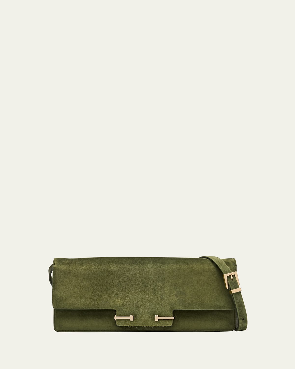 Tom Ford Aube East-west Goat Suede Shoulder Bag In Green