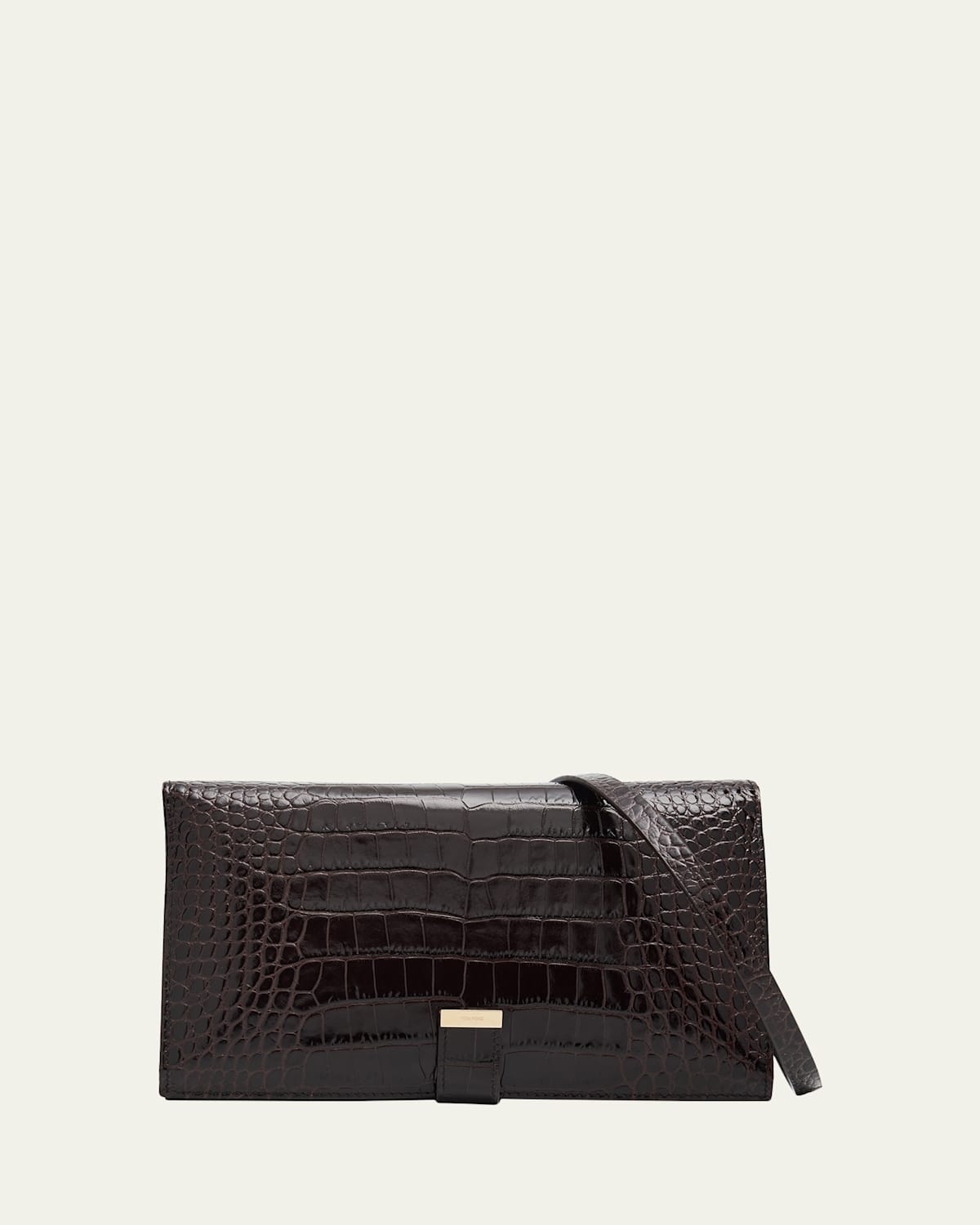 Tom Ford Organizer Shoulder Bag In Croc-embossed Leather In Brown