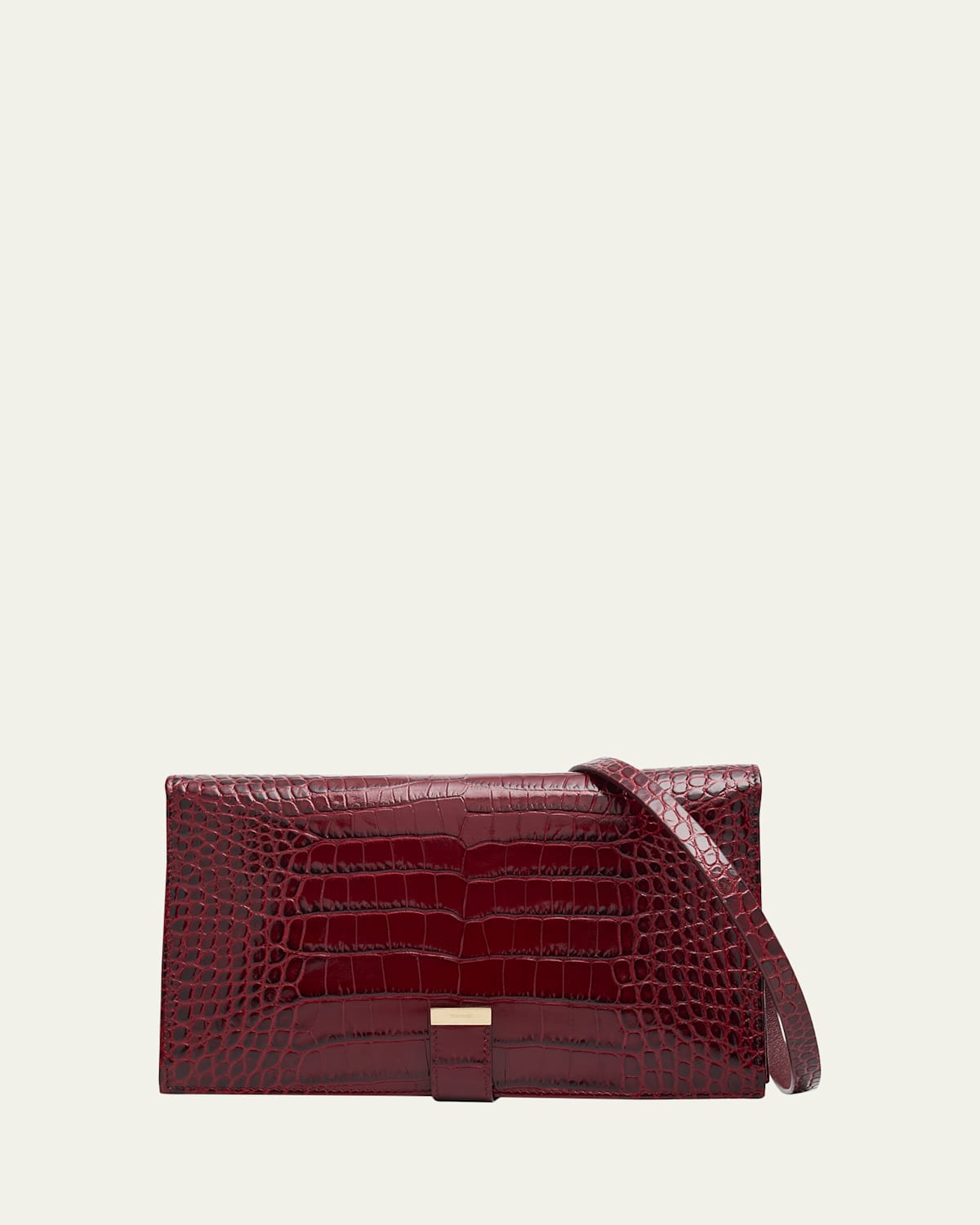 Tom Ford Organizer Shoulder Bag In Croc-embossed Leather In Red