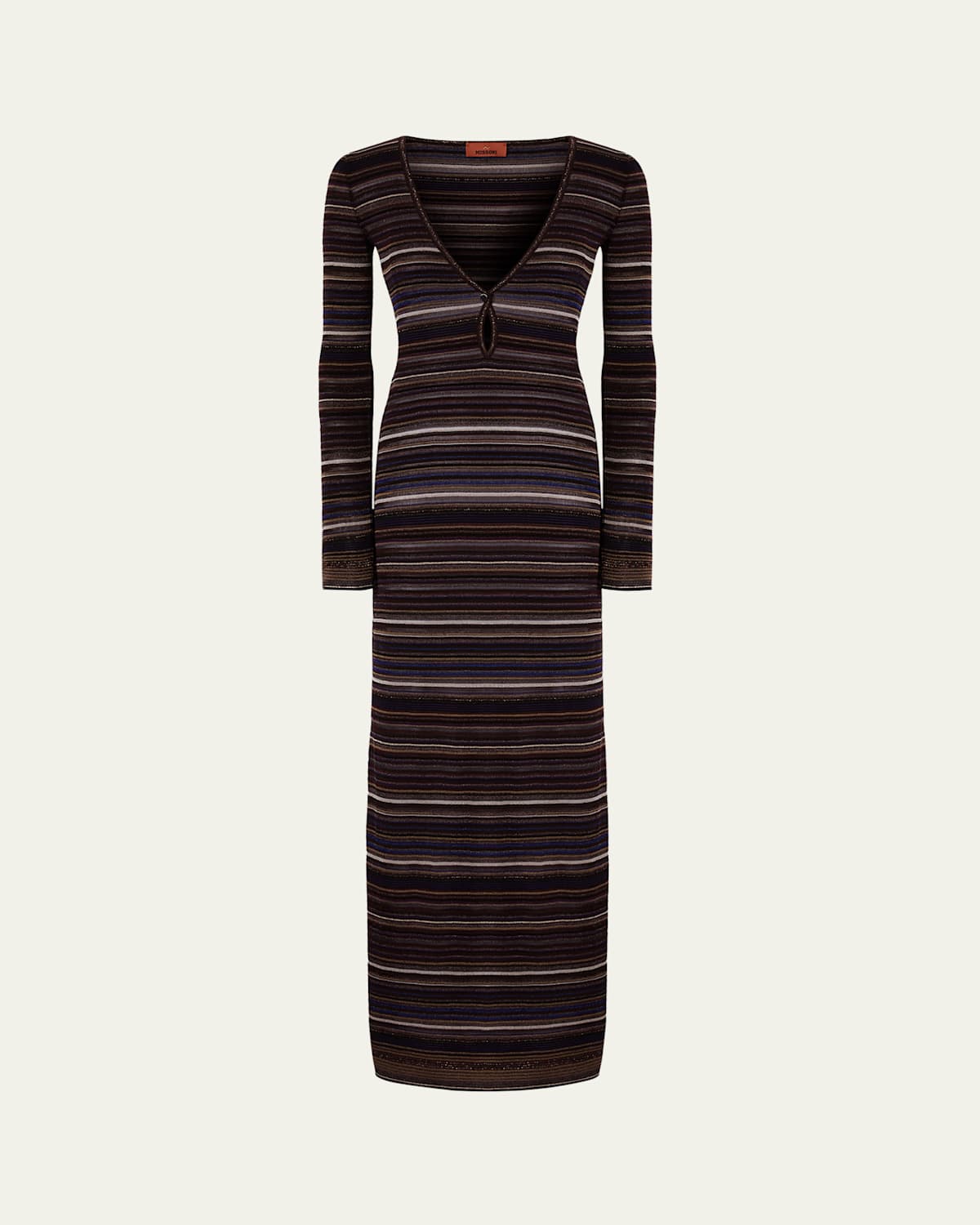 Missoni Metallic Striped Long-sleeve Maxi Dress In Black