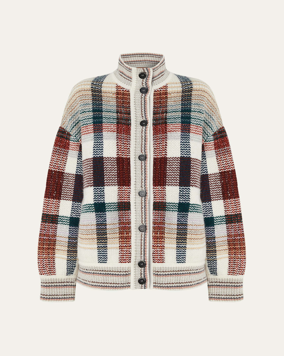 Missoni Check Turtleneck Cardigan