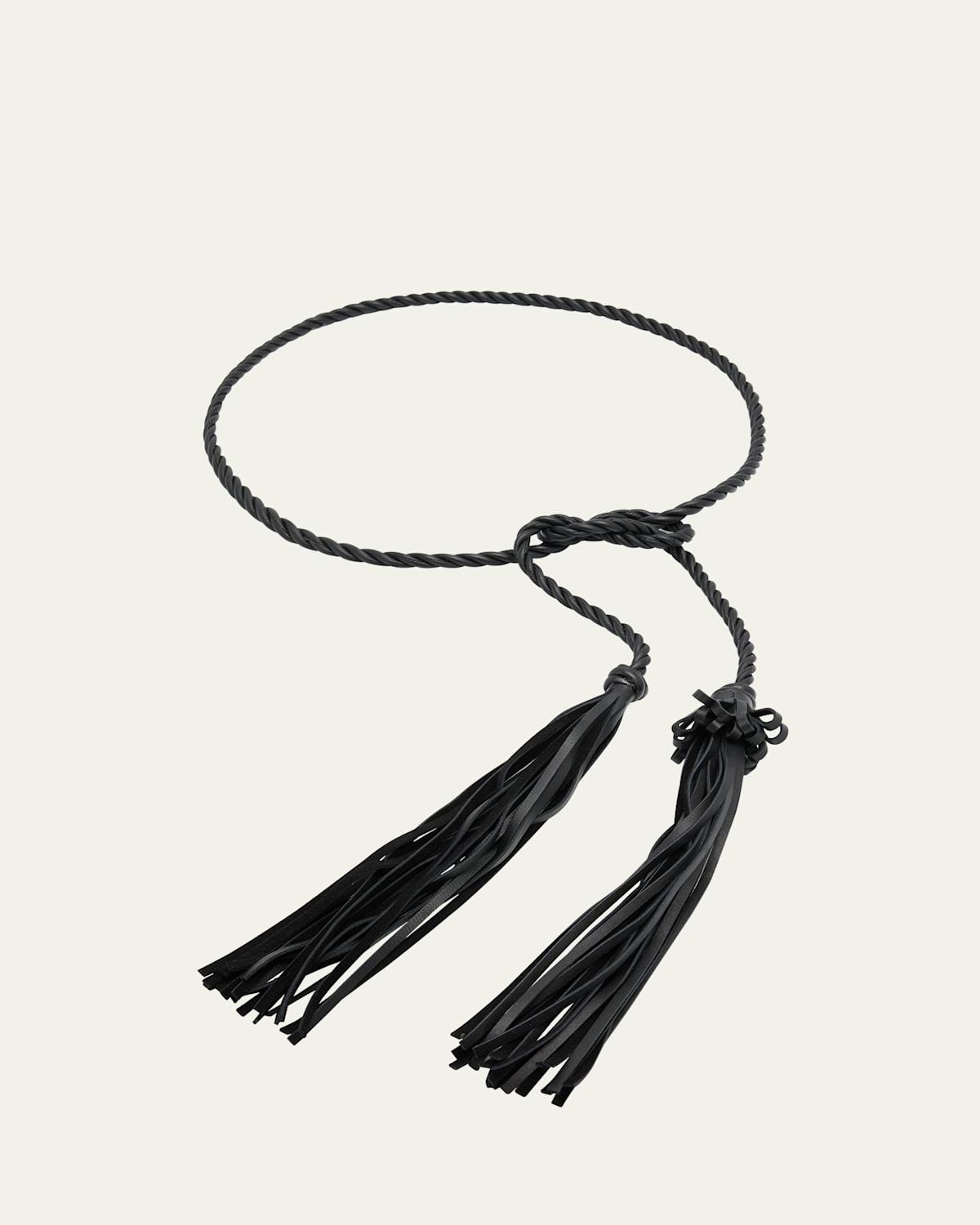 Ulla Johnson Braided Leather Tassel Belt In Black