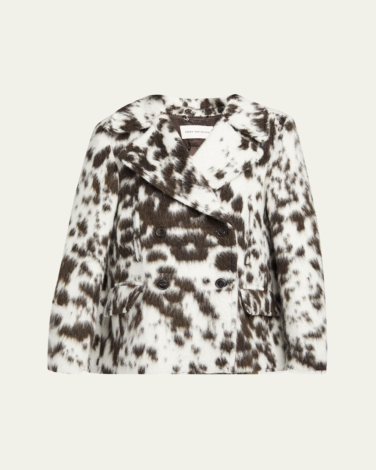 Dries Van Noten Vafel Oversized Double-breasted Top Coat In Brown