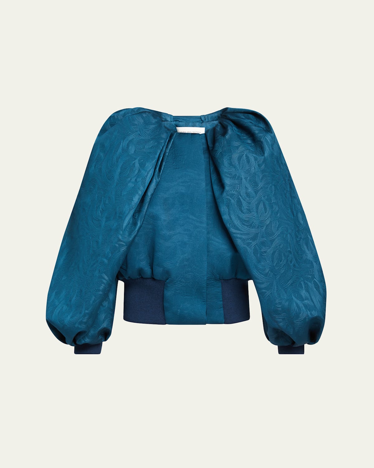 Dries Van Noten Virginny Voluminous Jacquard Bomber Jacket In Blue