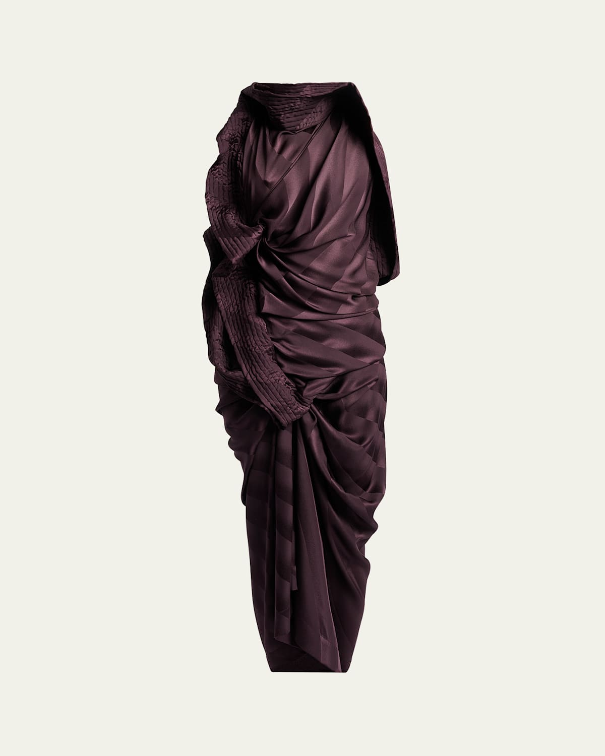 Dries Van Noten Draped Stripe Silk Jacquard Maxi Dress In Purple