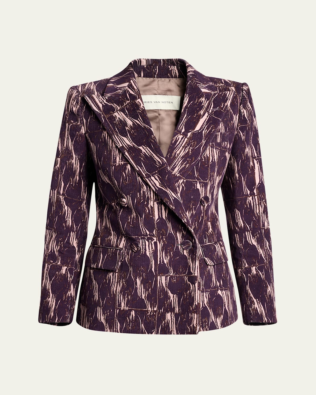 Dries Van Noten Corduroy Double-breasted Jacket In Purple