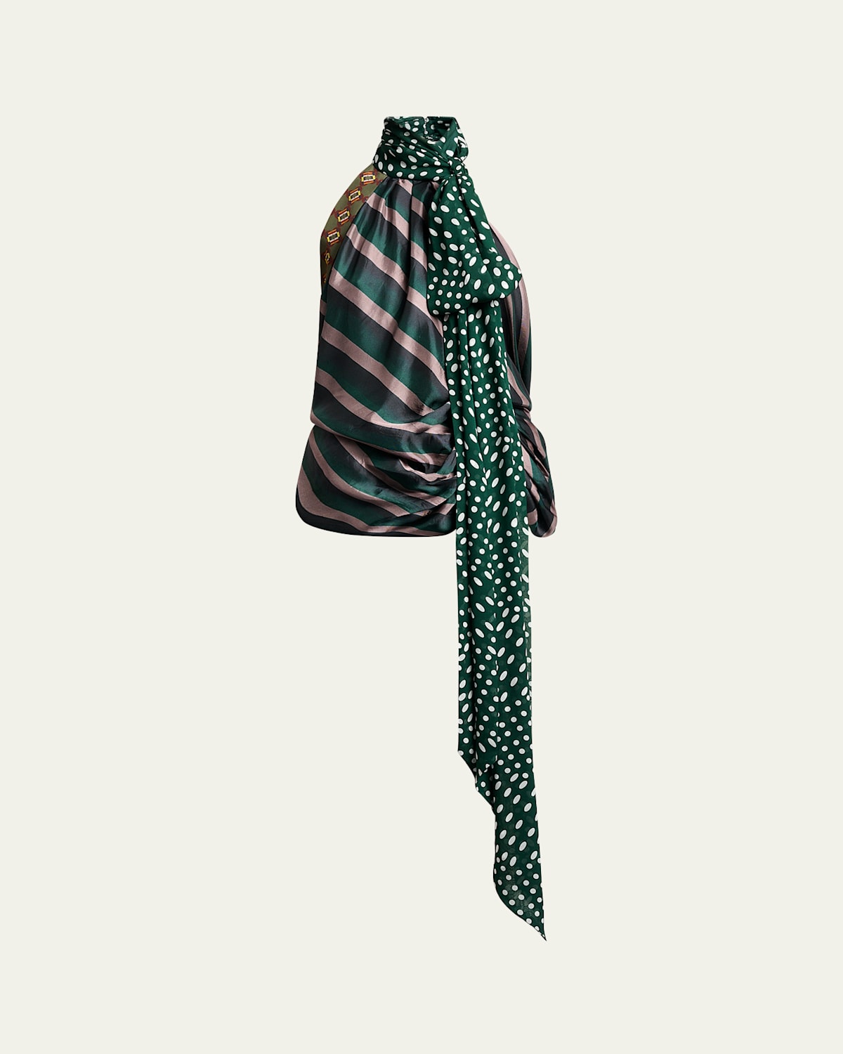 Dries Van Noten Multi-print Neck-scarf Halter Top In Green