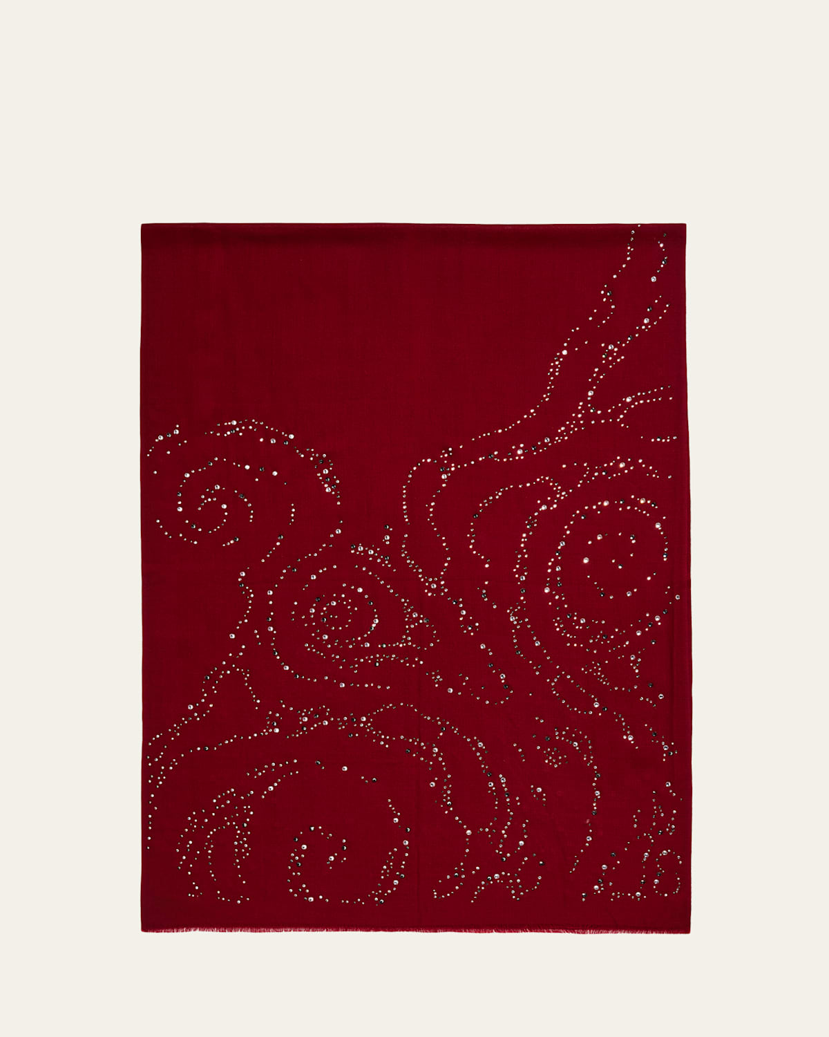 Janavi India Celestial Shine Embroidered Wool Shawl In Burgundy