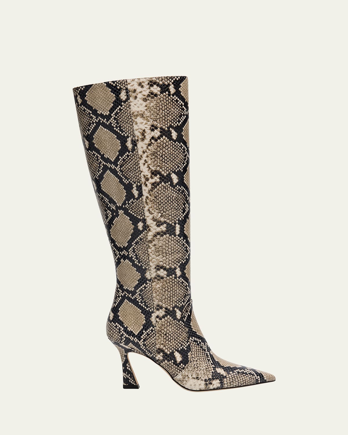Stuart Weitzman 85mm Vinnie Snake-printed Leather Knee-high Boots In Brown
