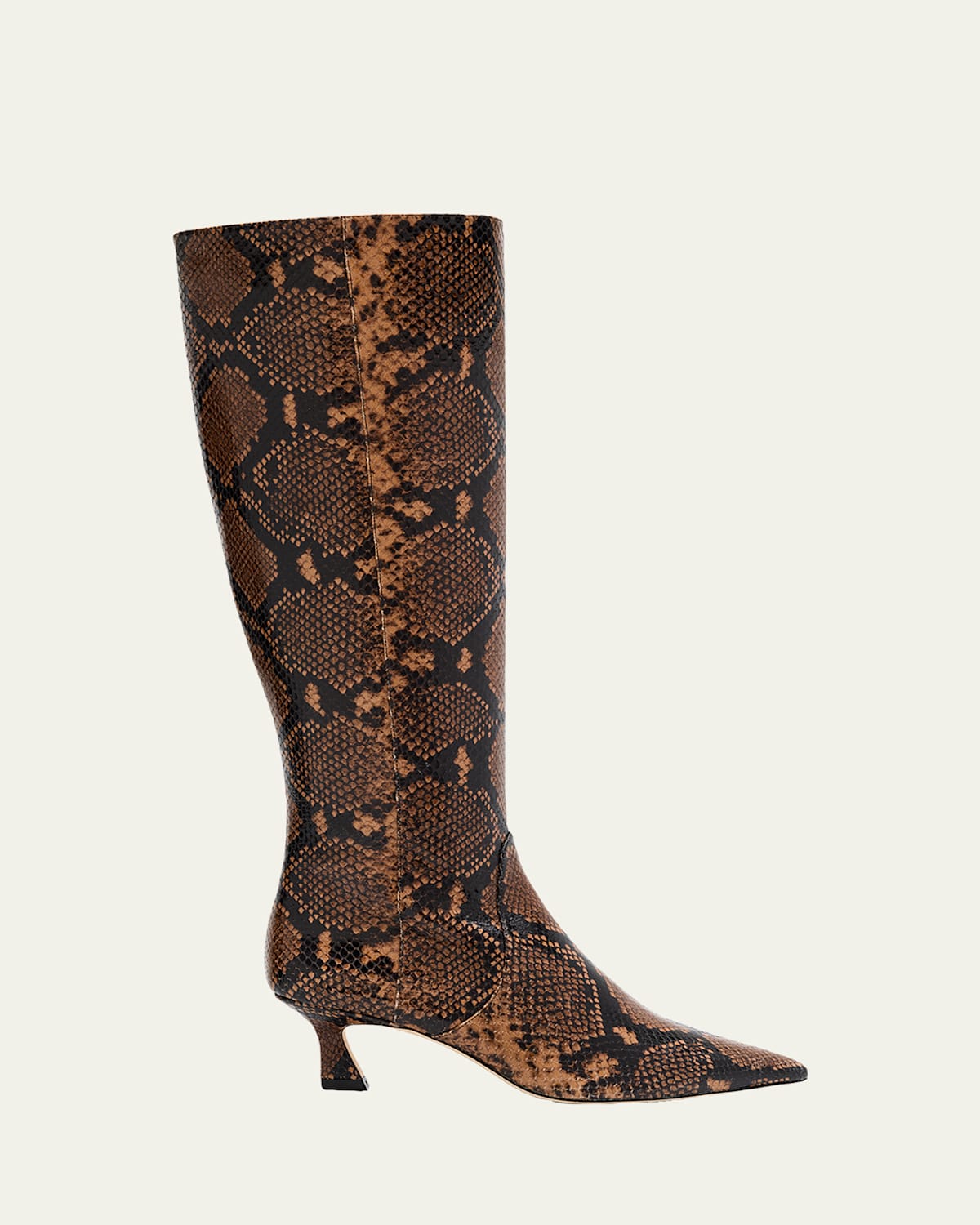 Stuart Weitzman 50mm Vinnie Snake-printed Leather Knee-high Boots In Brown