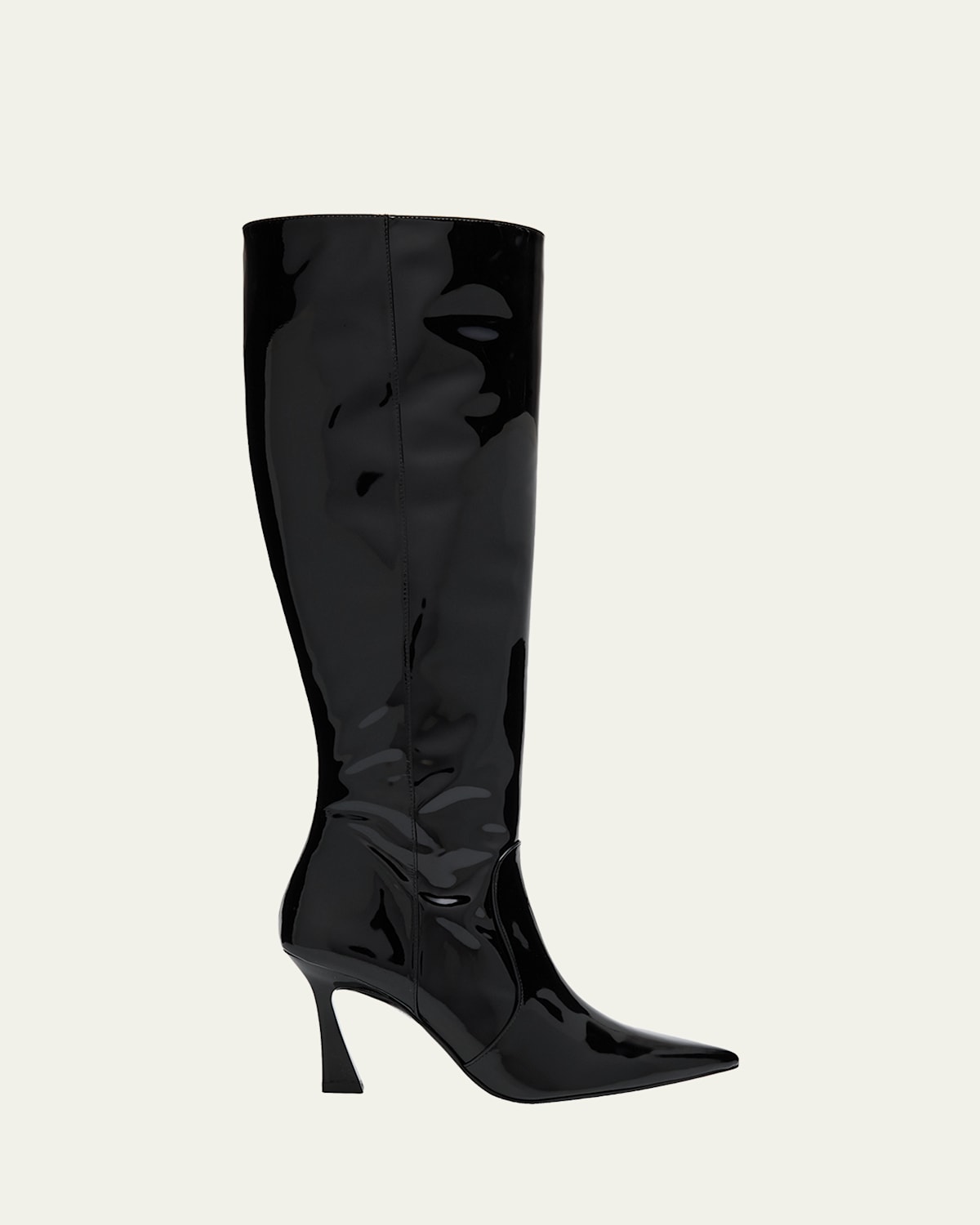 Stuart Weitzman 85mm Vinnie Patent Leather Knee-high Boots In Black