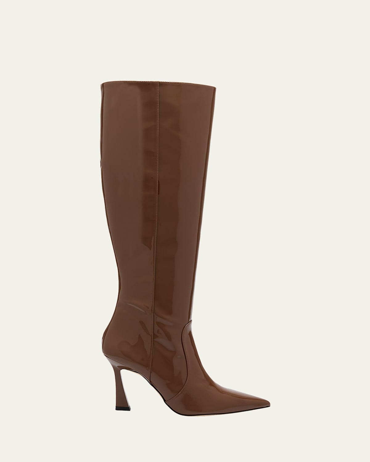 Stuart Weitzman 85mm Vinnie Patent Leather Knee-high Boots In Brown