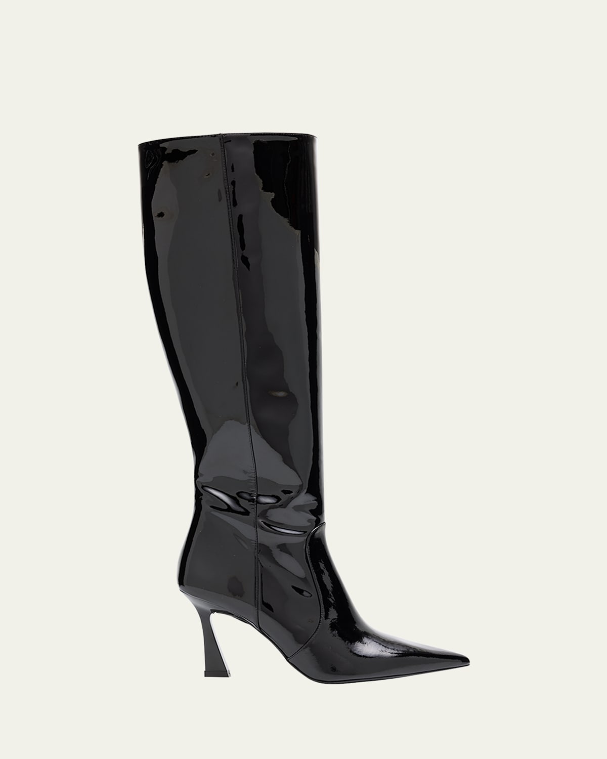 Stuart Weitzman 85mm Vinnie Patent Leather Knee-high Boots In Black