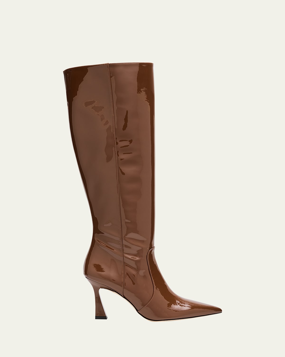 Stuart Weitzman 85mm Vinnie Patent Leather Knee-high Boots In Brown