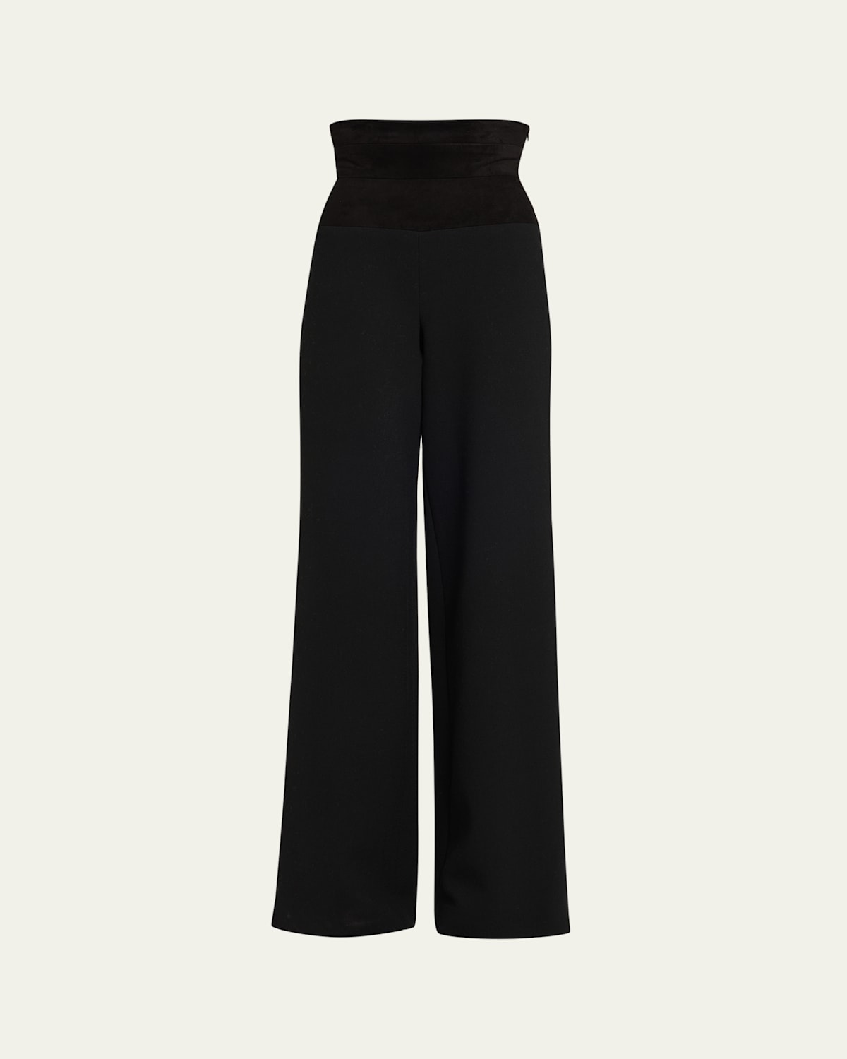 Sergio Hudson Suede Cummerbund Wide-leg Pants In Black