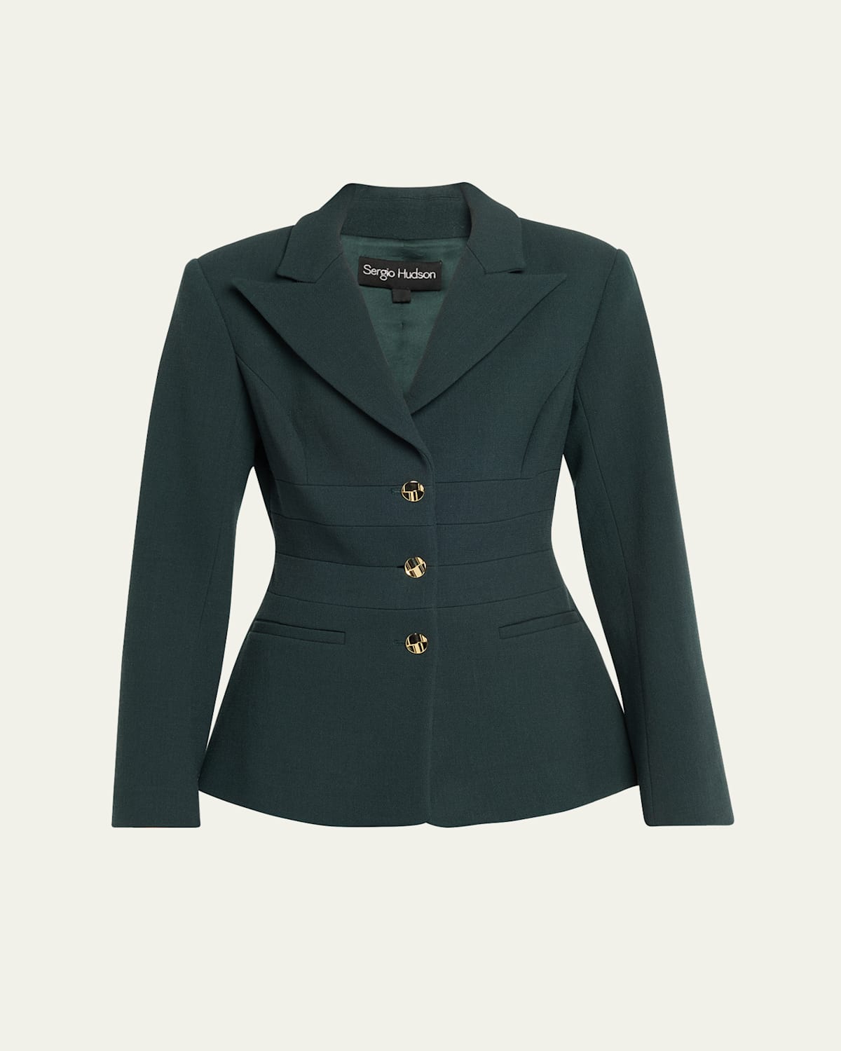 Sergio Hudson Waisted Single-breasted Jacket In Green