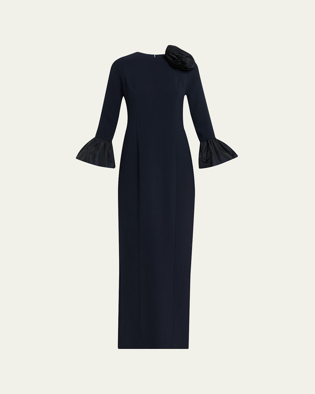 Rickie Freeman For Teri Jon Taffeta-trim Crepe Column Gown In Multi