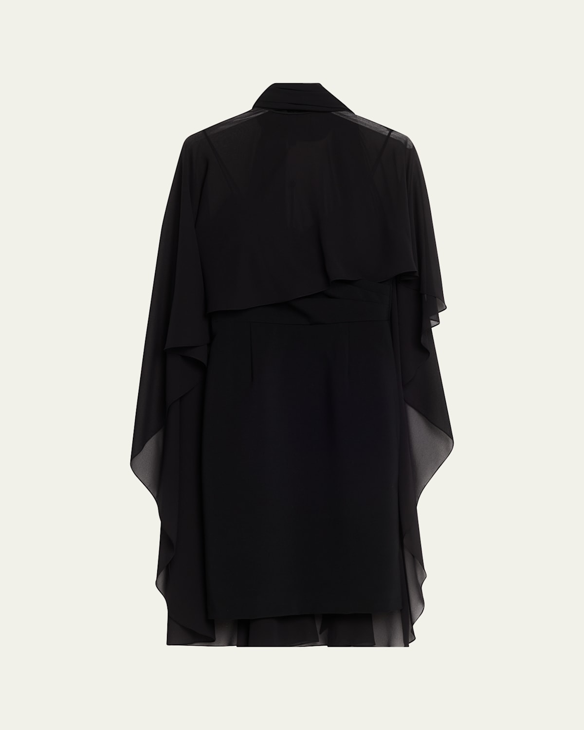 Rickie Freeman For Teri Jon Chiffon Tie-neck Cape Slip Dress In Black