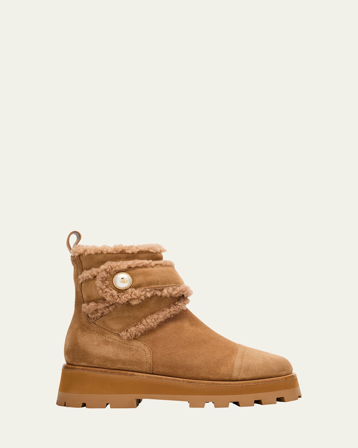 Jimmy Choo Meena Suede And Shearling Zip Ankle Boots In Brown