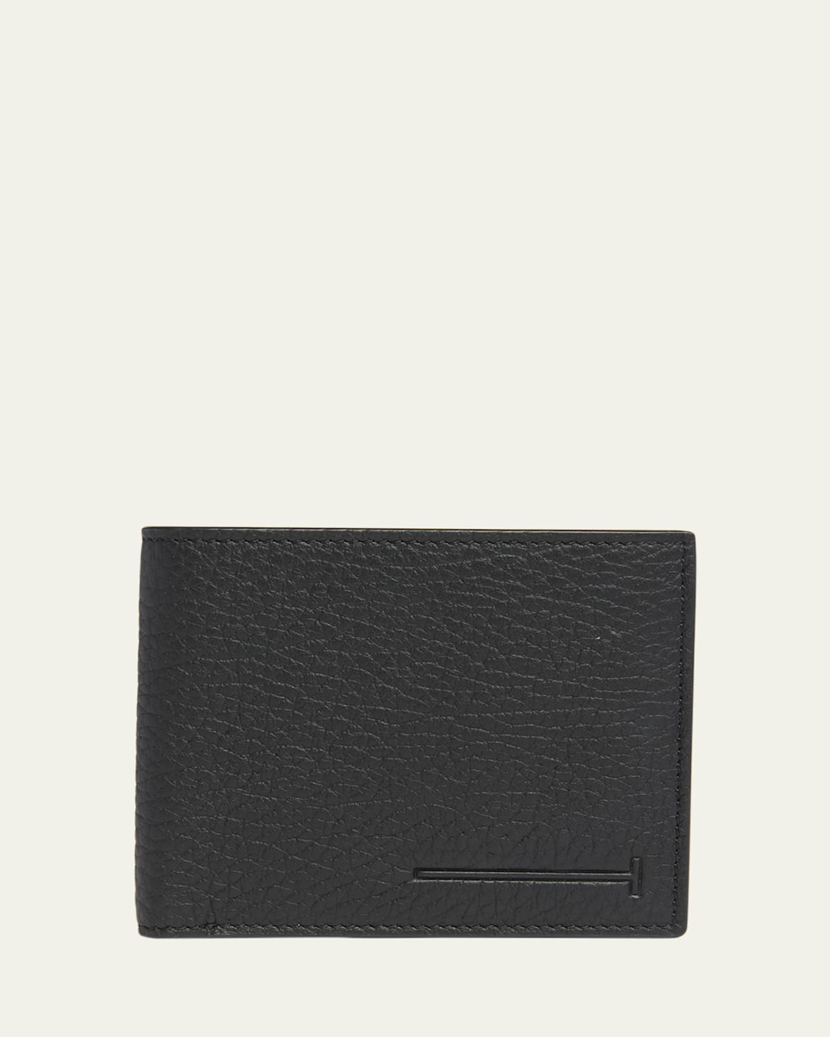 Tom Ford Men's Leather Elongated T Line Bifold Wallet In Black