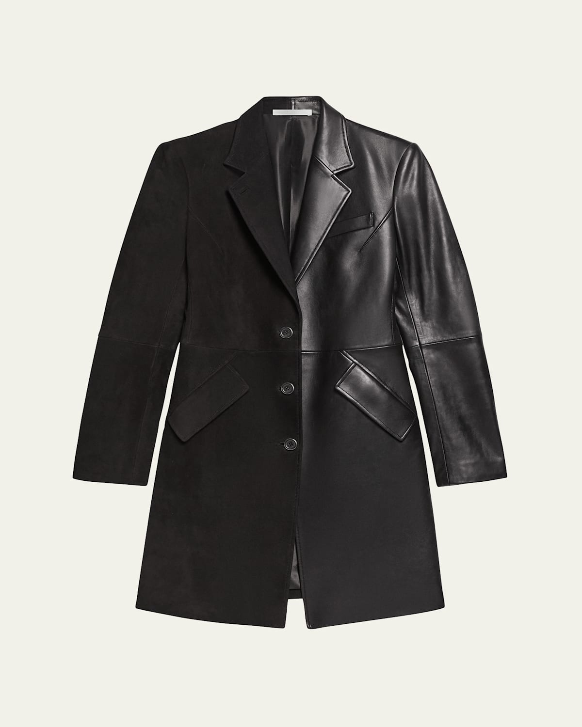 Helmut Lang Sculpted Leather Apex Coat In Black