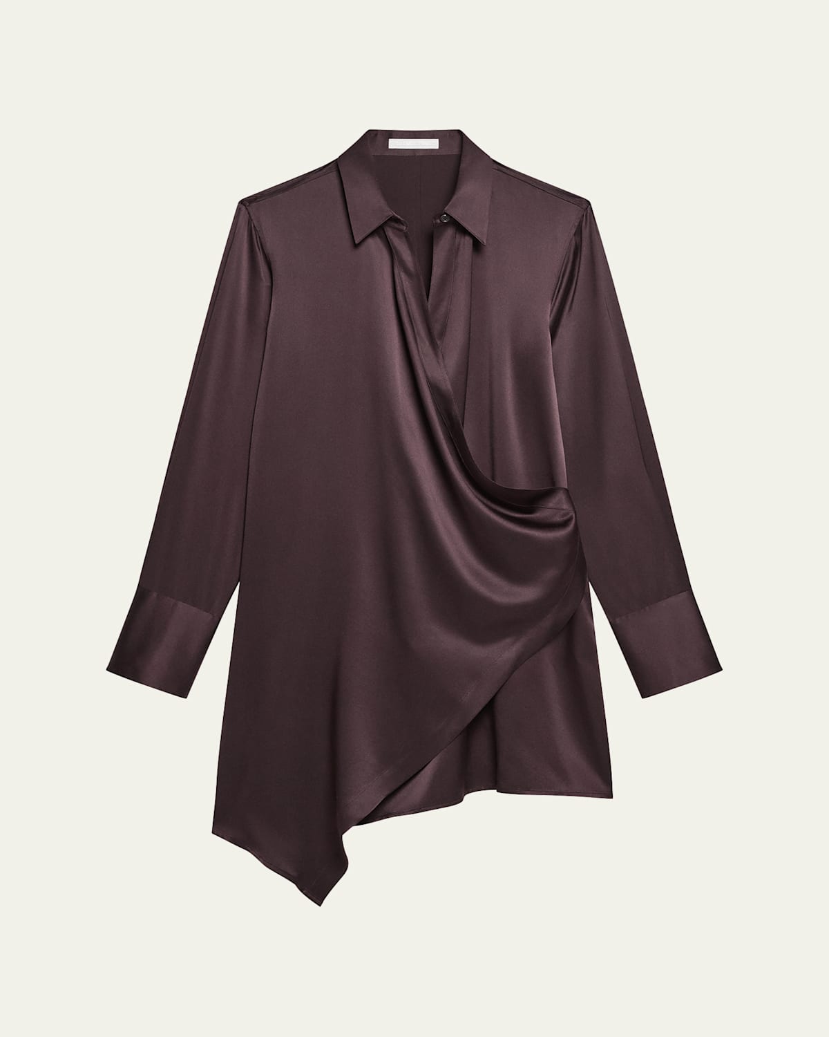 Helmut Lang Wrap Relax Silk Shirtdress In Brown