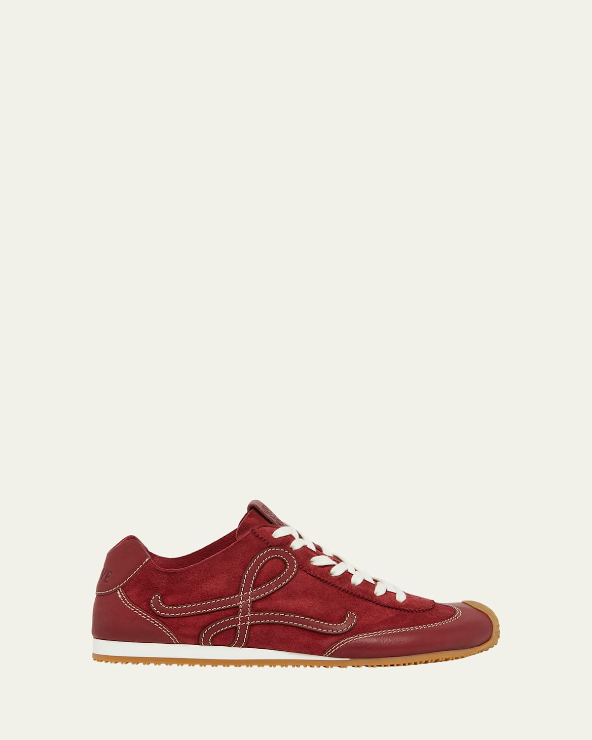 Loewe Ballet Runner 2.0 Mixed Leather Sneakers In Burgundy