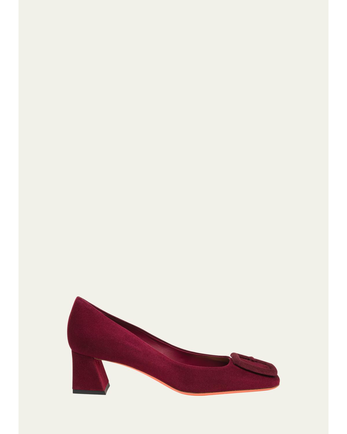 50Mm Hasmig Suede Buckle Pumps