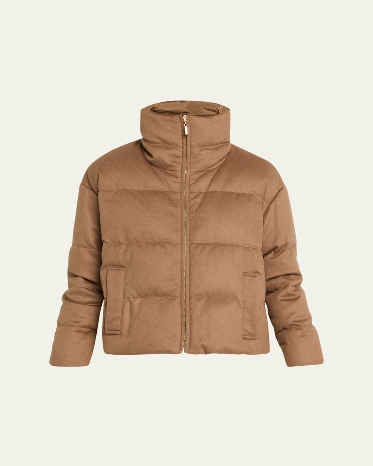 Max Mara Diego Reversible Funnel-neck Puffer Down Jacket In Brown