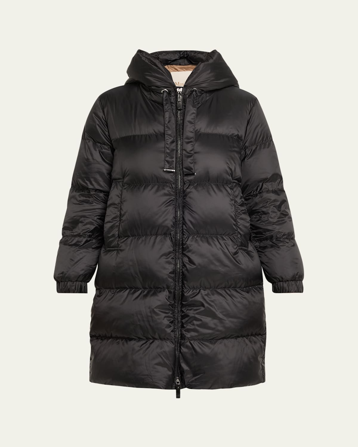 Max Mara Seia Long Hooded Down Jacket In Black