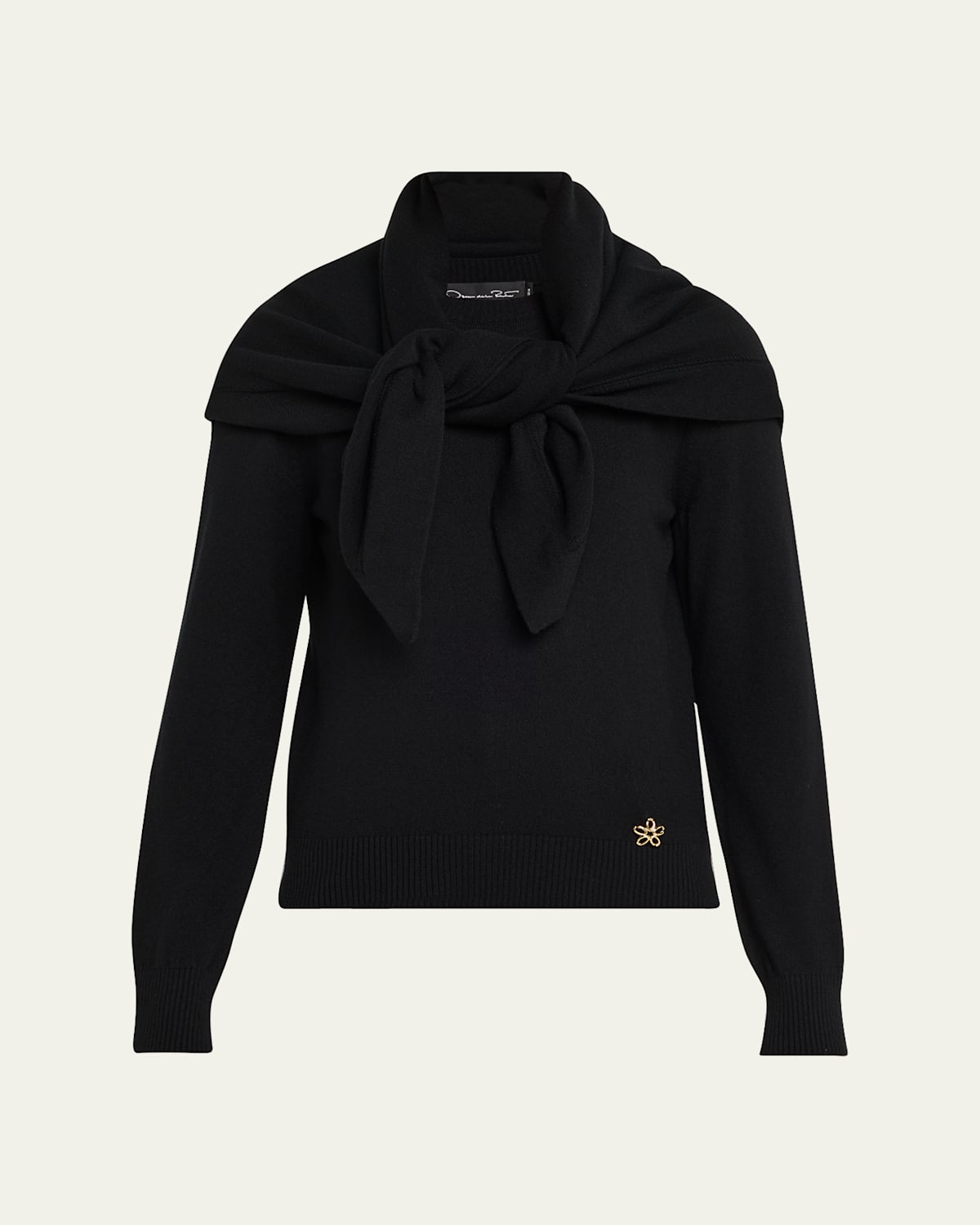 Crewneck Cashmere Sweater With Removable Scarf
