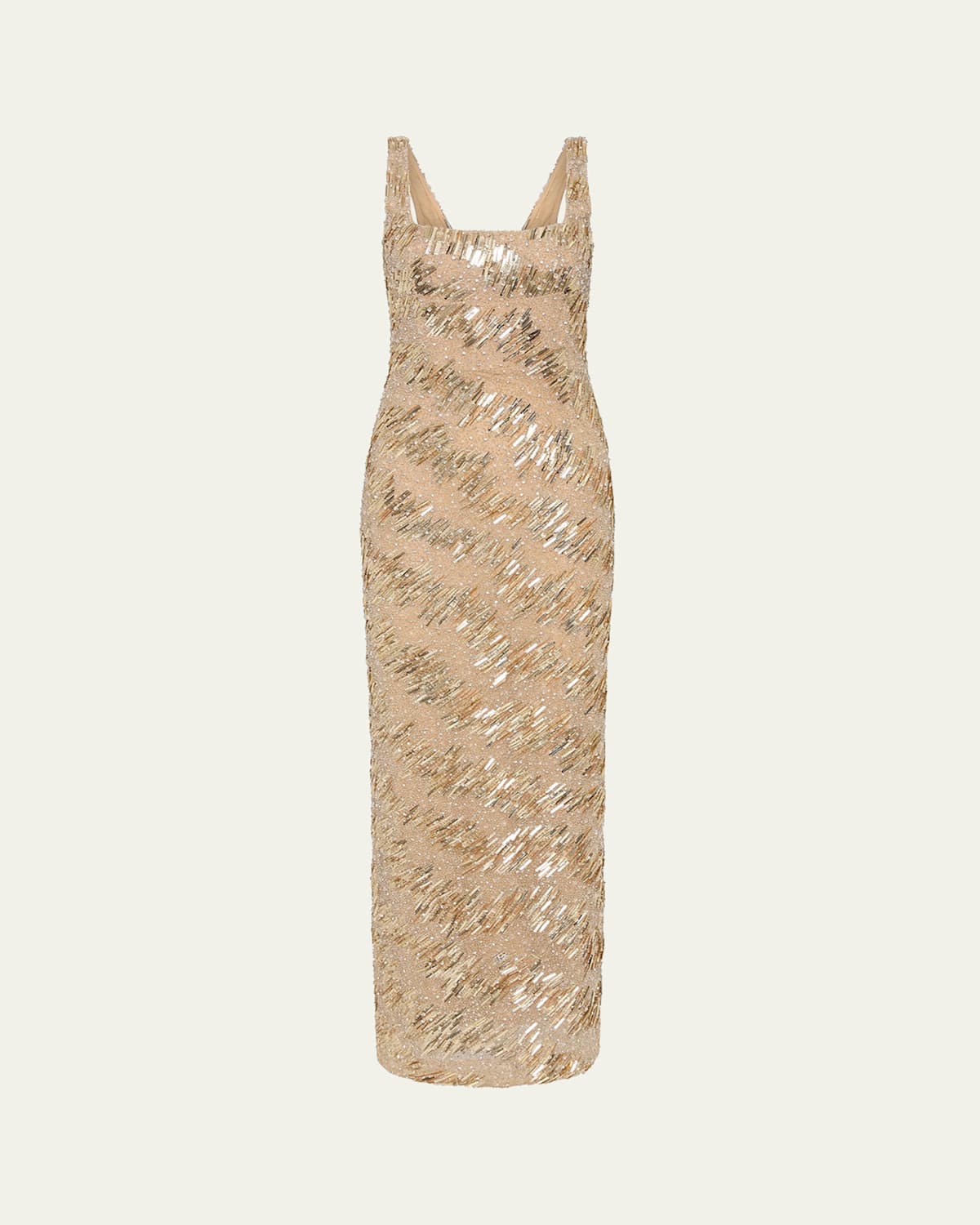 Rachel Gilbert Marcel Embellished Sleeveless Column Gown In Neutral