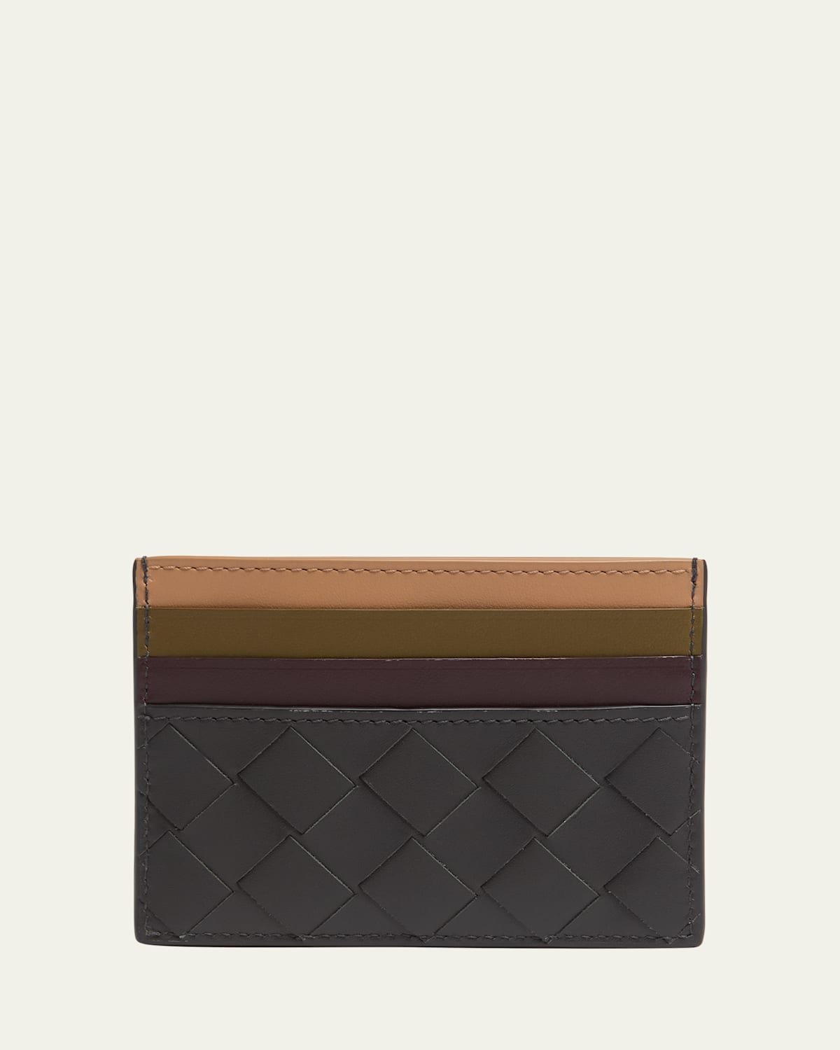 Bottega Veneta Men's Intrecciato 15 Leather Multicolor-slot Card Holder In Multi