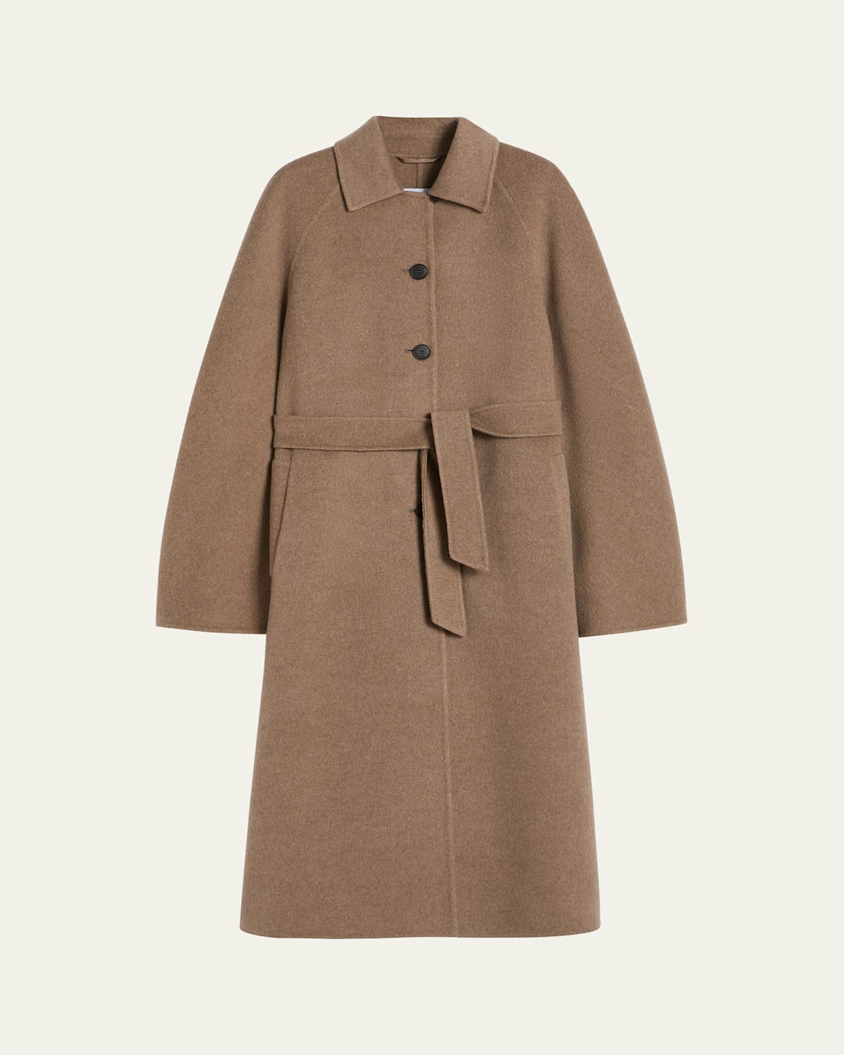 Max Mara Centro Belted Cashmere Coat In Brown