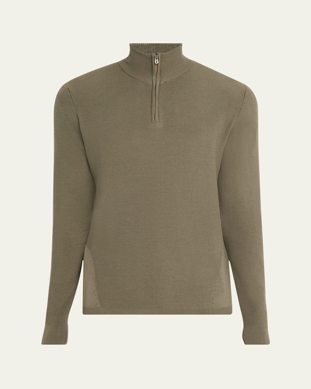 Sease Men's Waffle Knit Half-zip Pullover In Brown