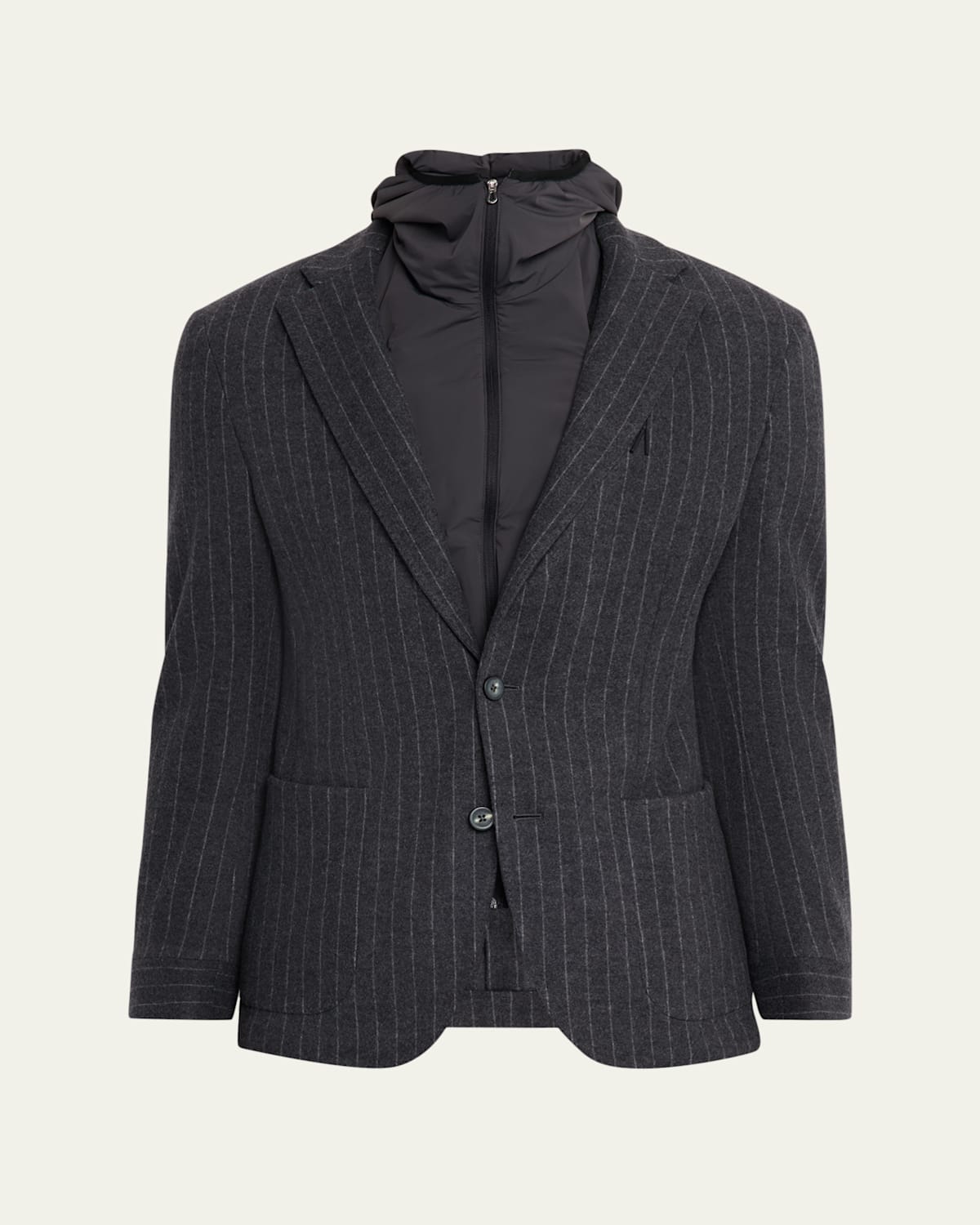 Sease Men's Hooded Wool Pinstripe Blazer In Blue