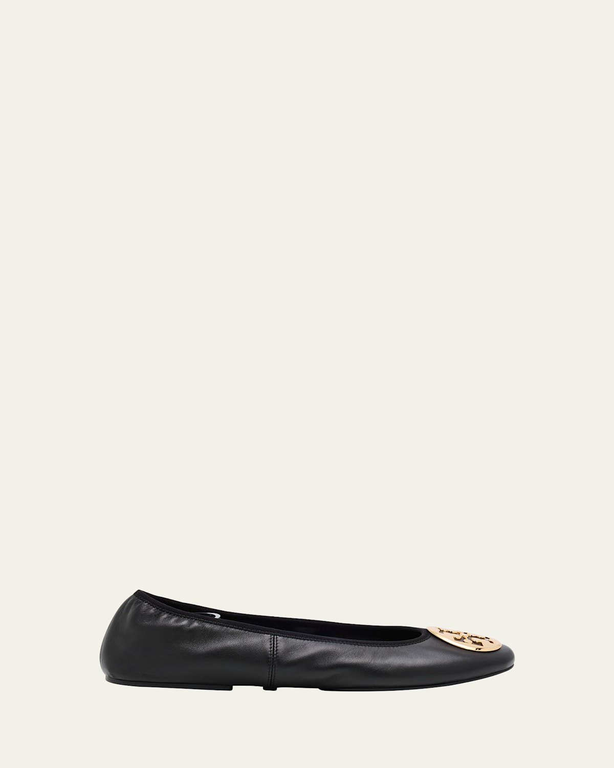Tory Burch Reva Travel Leather Ballet Flats In Black