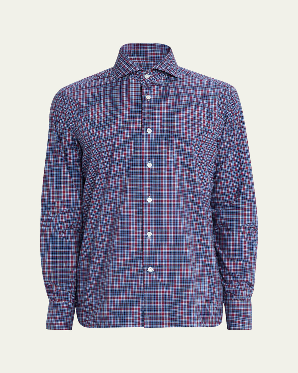 100hands Men's Cotton Petite Plaid Classic-fit Sport Shirt In Blue