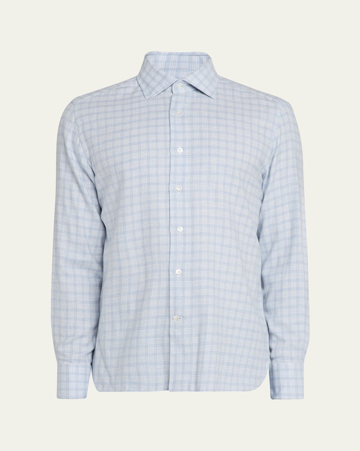 100hands Men's Cotton Petite Plaid Classic-fit Sport Shirt In Blue