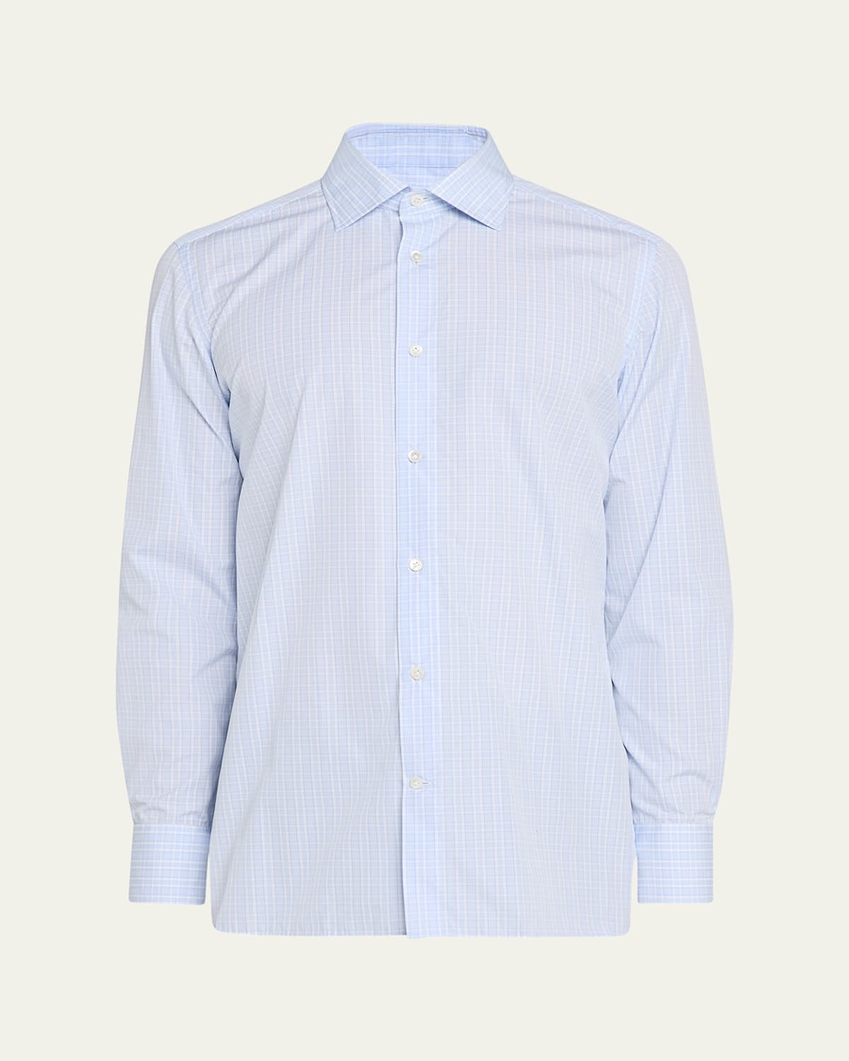 100hands Men's Cotton Petite Plaid Classic-fit Sport Shirt In Blue