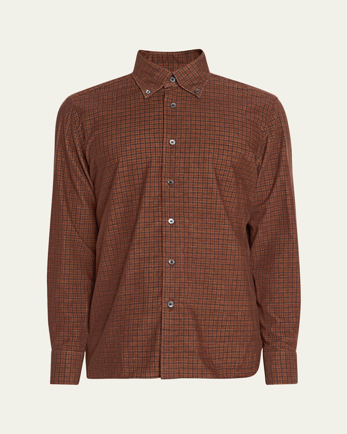 100hands Men's Japanese Corduroy Plaid Button-down Shirt In Brown