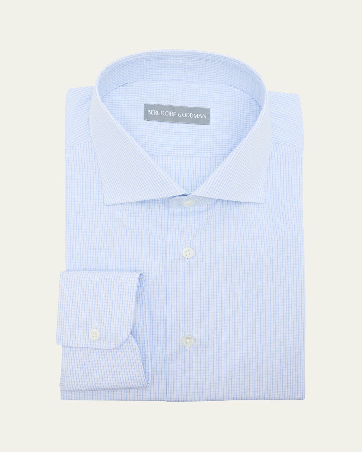 Bergdorf Goodman Men's Cotton Micro-check Spread-collar Dress Shirt In Blue