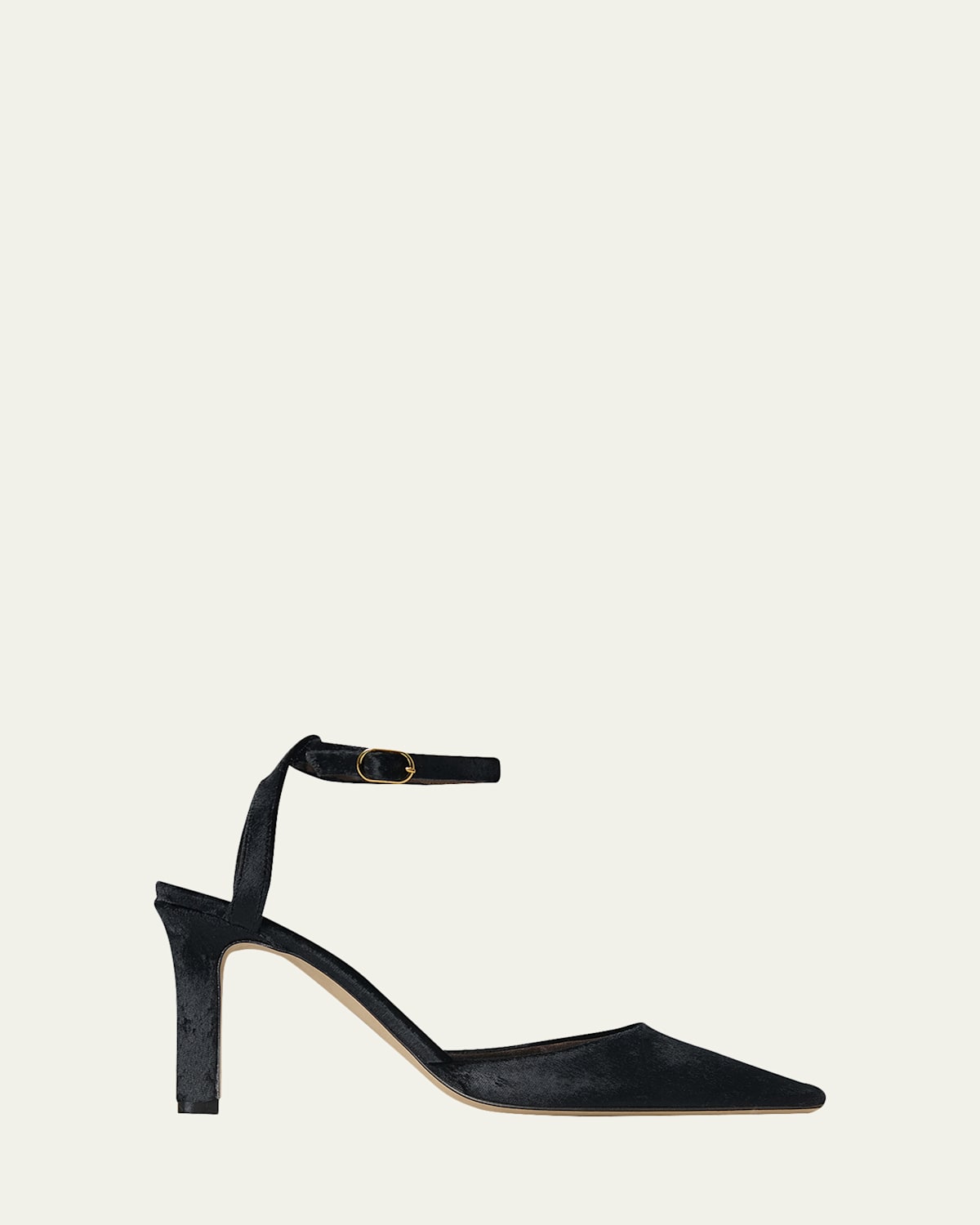 The Row Carla Velvet Ankle-strap Pumps In Black