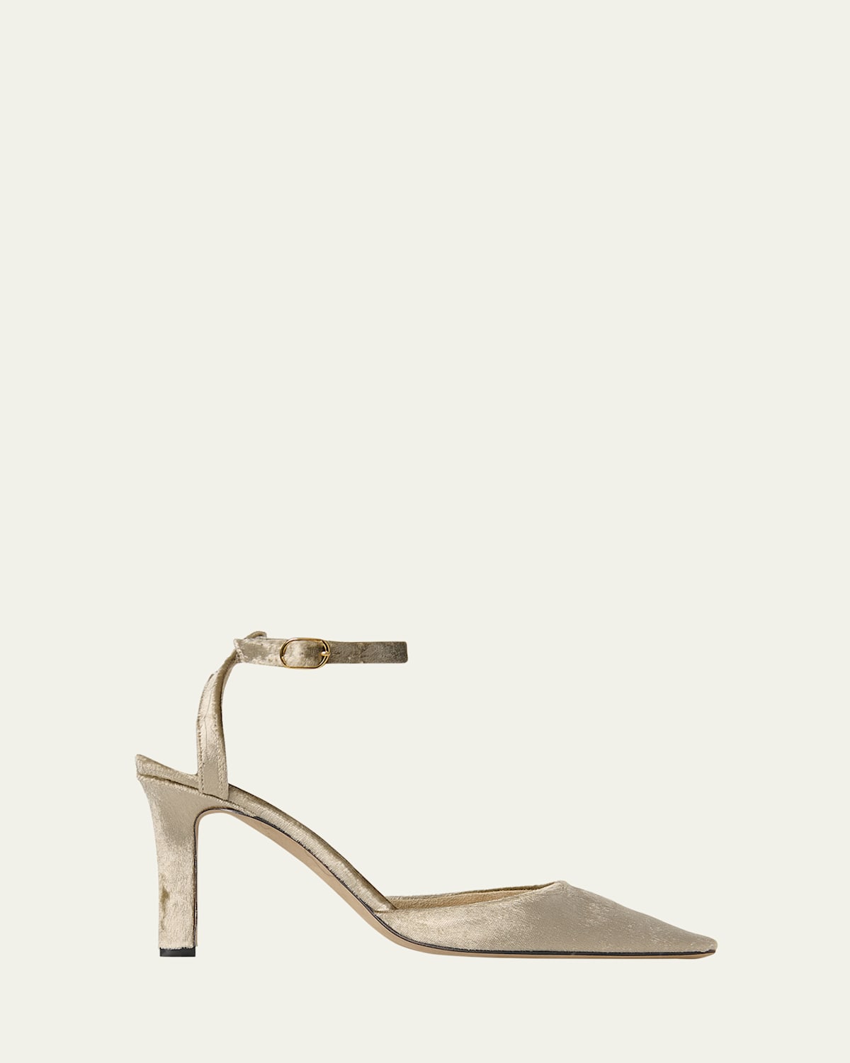 The Row Carla Velvet Ankle-strap Pumps In Brown