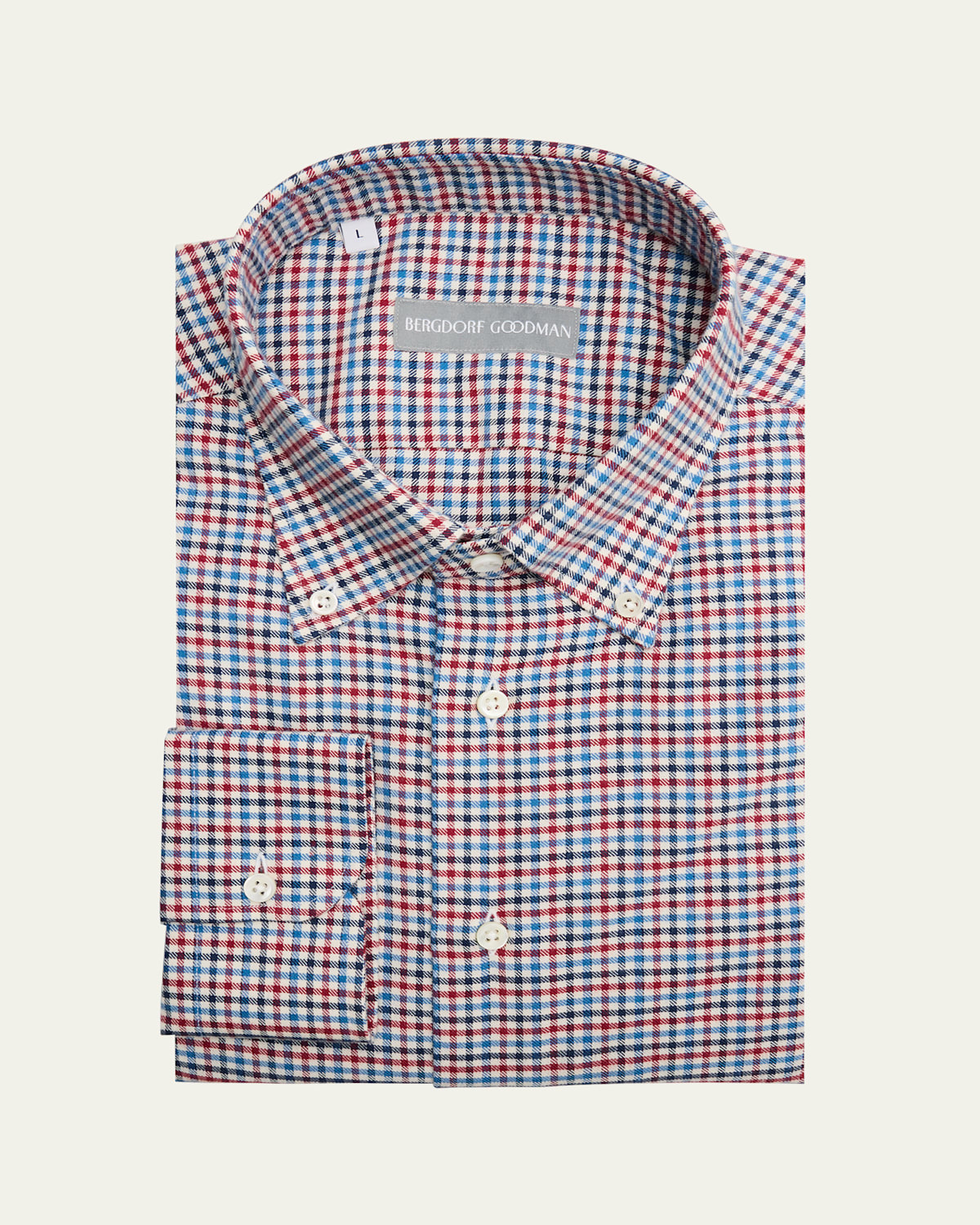 Men's Cotton Gingham Button-Collar Sport Shirt