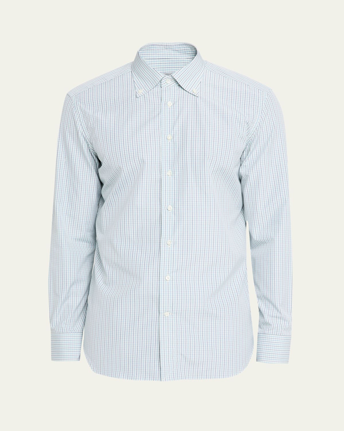 Men's Cotton Tattersall Check Button-Collar Sport Shirt