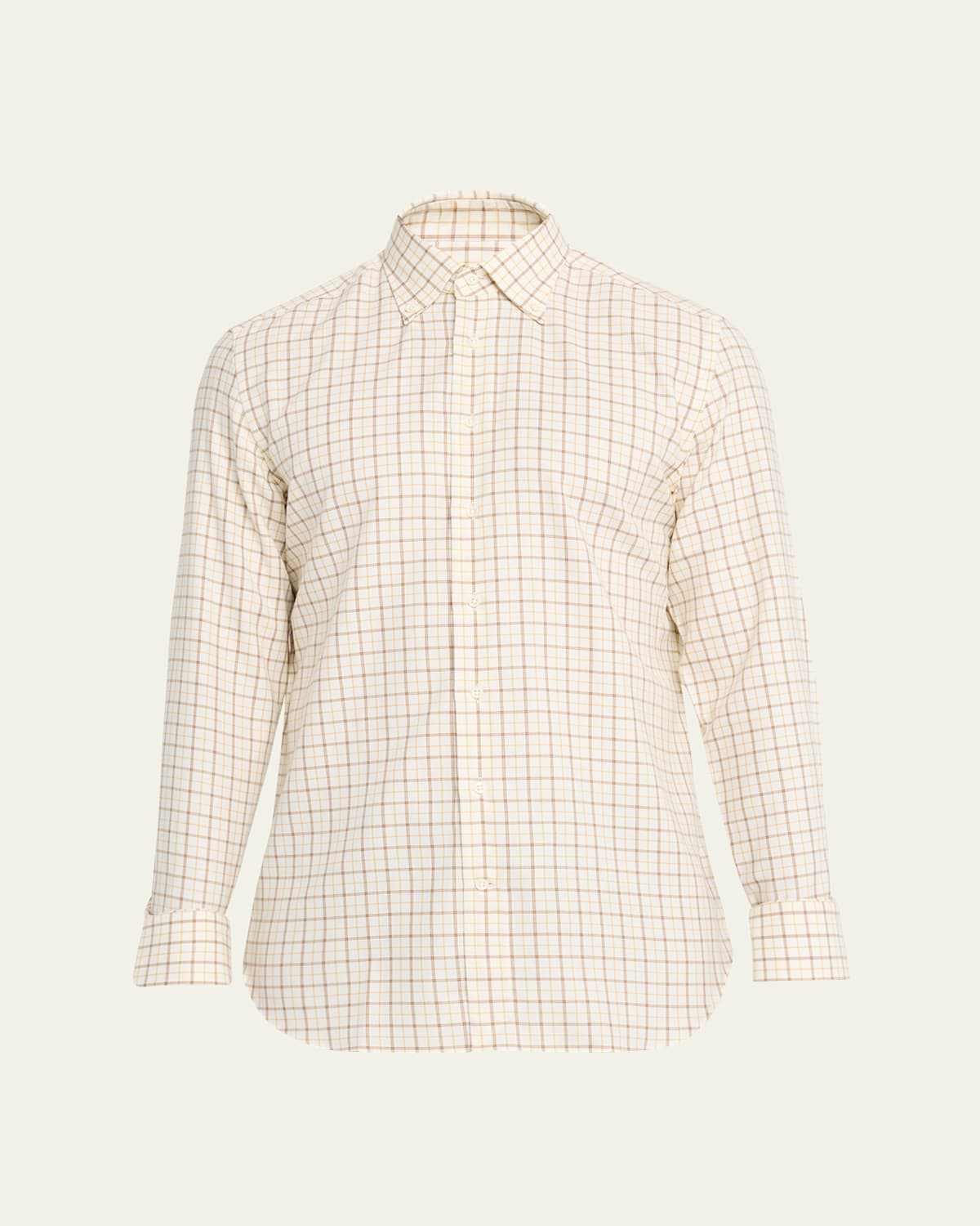 Bergdorf Goodman Men's Cotton Tattersall Check Button-collar Sport Shirt In Neutral